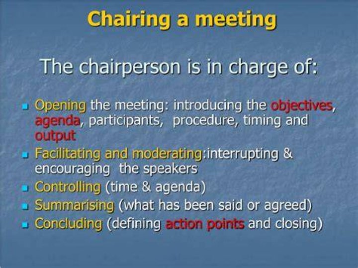 How does a chairperson conduct a meeting?